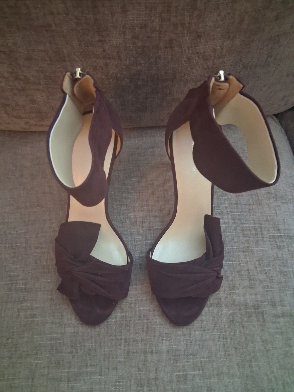 Karen Millen Brown Suede Ankle-Strap Heels